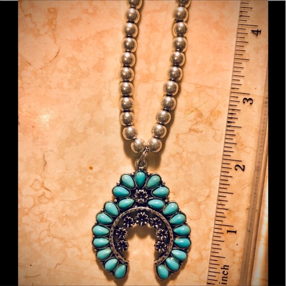 CowgirlZ at HEART Jewelry - ON REORDER❣️SILVER TURQUOISE SQUASH BLOSSOM NECK